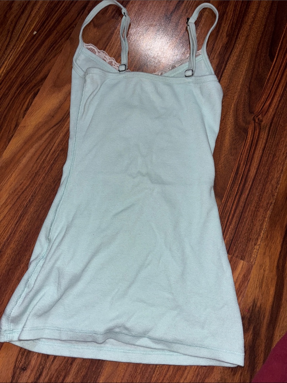 Hollister Light Blue Lace-Trim Ribbed Tank Dress - Picture 2 of 5